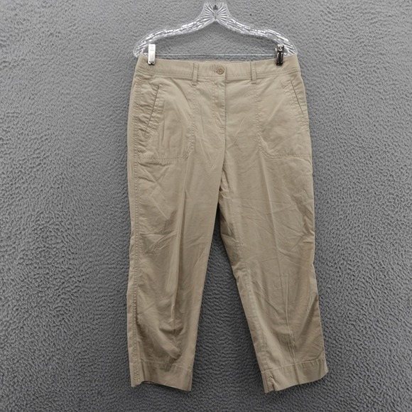 Chico's Pants - Chicos Cropped Poplin Pants Size 0.5 US 6 Beige Stretch Cotton Women Casual‎
